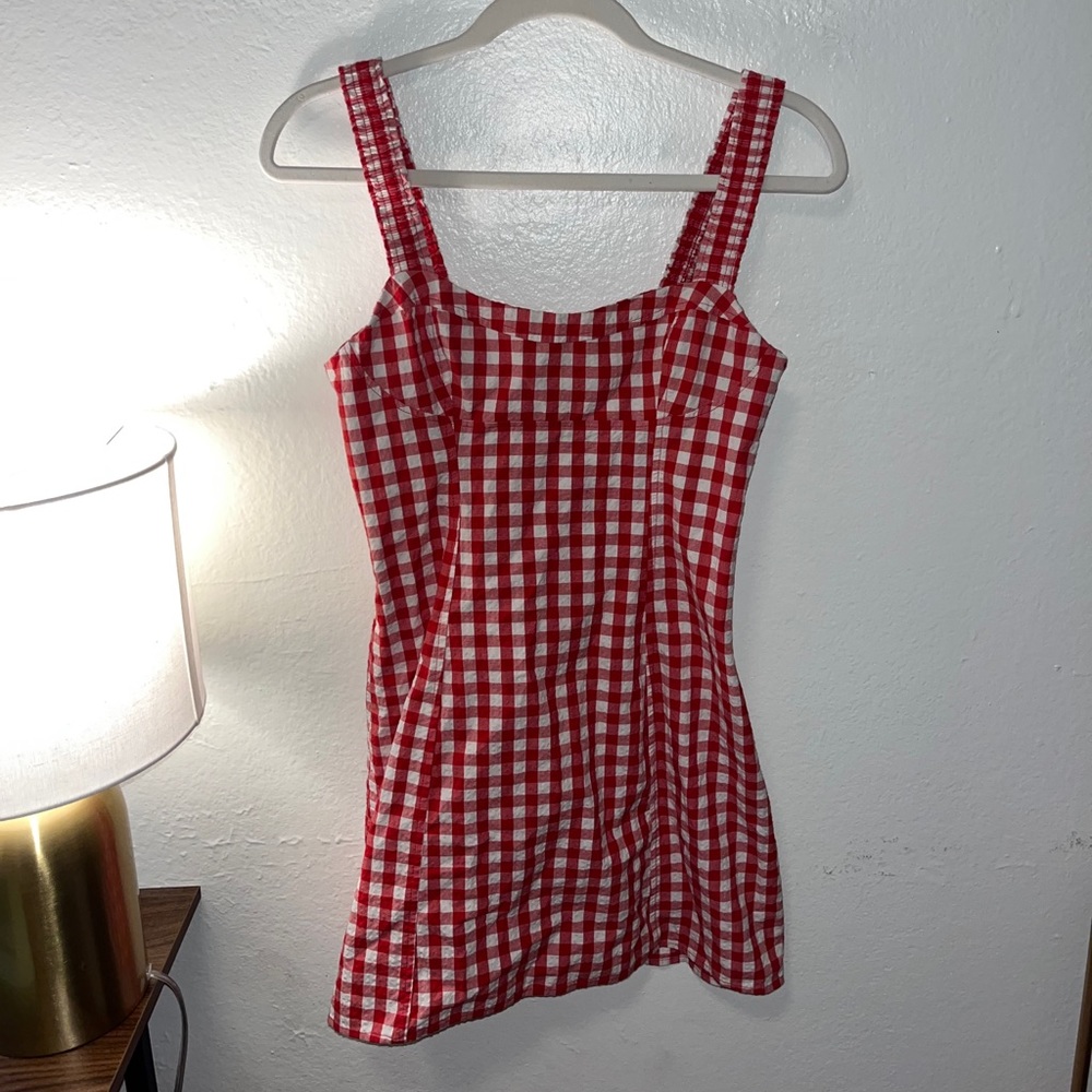 Zara red and white checkered dress